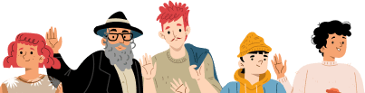 Illustration of five diverse friends